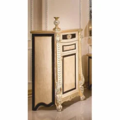 Casa Padrino Luxus Barock Kommode Weiß / Beige / Schwarz / Gold H. 124 cm - Barock Möbel