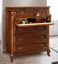 Casa Padrino Luxus Barock Kommode Braun / Creme / Messing - Prunkvolle Barockstil Schlafzimmer Kommode - Luxus Schlafzimmer Möbel im Barockstil - Barock Schlafzimmer Möbel