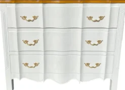 Casa Padrino Luxus Barock Kommode Weiß / Holzfarben mit goldenen Applikationen - Möbel Interior - Handarbeit