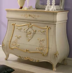 Casa Padrino Luxus Barock Kommode Creme / Gold - Handgefertigte Massivholz Kommode mit 4 Schubladen - Luxus Schlafzimmer Möbel im Barockstil - Barock Möbel - Luxus Qualität - Made in Italy