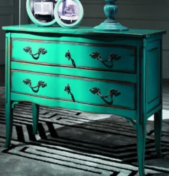 Casa Padrino Luxus Barock Kommode Antik Grün / Silber - Handgefertigte Massivholz Kommode mit 2 Schubladen - Barockstil Schlafzimmer Möbel - Barock Möbel - Luxus Qualität - Made in Italy