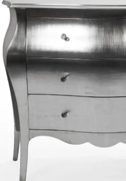 Casa Padrino Luxus Barock Kommode Silber - Handgefertigte Massivholz Kommode mit 3 Schubladen - Luxus Möbel im Barockstil - Barock Möbel - Barock Einrichtung - Edel & Prunkvoll