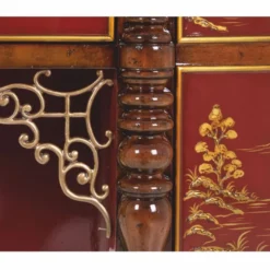 Casa Padrino Luxus Barock Kommode mit Marmorplatte Rot / Braun / Gold / Schwarz 145 cm