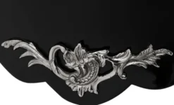 Casa Padrino Luxus Barock Kommode mit 2 Schubladen und Marmorplatte Hochglanzschwarz / Silber / Schwarz 100 x 53 x H. 85 cm - Luxus Möbel im Barockstil