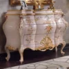 Casa Padrino Luxus Barock Kommode Rosa / Mehrfarbig / Gold - Handgefertigte Massivholz Kommode mit 5 Schubladen - Luxus Schlafzimmer Möbel im Barockstil - Luxus Qualität - Made in Italy