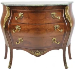Casa Padrino Luxus Barock Kommode Braun mit grüner Marmorplatte - 110 x 50 x H. 90 cm