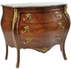 Casa Padrino Luxus Barock Kommode Braun mit grüner Marmorplatte - 110 x 50 x H. 90 cm