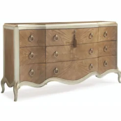 Casa Padrino Luxus Barock Kommode mit 9 Schubladen Braun / Champagner-Gold 185 cm