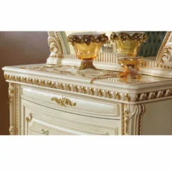 Casa Padrino Luxus Barock Kommode mit Spiegel Creme / Gold - Schlafzimmer Möbel