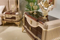 Casa Padrino Luxus Barock Kommode mit Spiegel Dunkelbraun / Grau / Gold - Barock Möbel