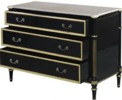 Casa Padrino Luxus Barock Kommode mit 3 Schubladen und Marmorplatte Schwarz / Gold / Weiß 111,3 x 52,6 x H. 81,3 cm - Luxus Möbel im Barockstil