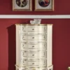 Casa Padrino Luxus Barock Kommode Creme / Gold - Handgefertigte Barockstil Massivholz Kommode mit 5 Schubladen - Handgefertigte italienische Barock Möbel - Luxus Qualität - Made in Italy