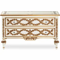 Casa Padrino Luxus Barock Kommode Elfenbein / Gold 135 cm - Barock Möbel