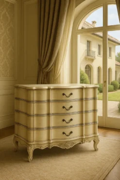 Casa Padrino Luxus Barock Kommode mit 4 Schubladen Creme 107 cm - Barock Möbel