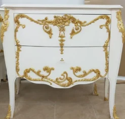Casa Padrino Luxus Barock Kommode Weiß / Gold - Handgefertigte Massivholz Kommode mit 2 Schubladen - Luxus Möbel im Barockstil - Barock Möbel - Luxus Qualität - Made in Italy
