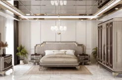 Casa Padrino Luxus Barock Kommode mit Wandspiegel Dunkelbraun / Grau / Gold