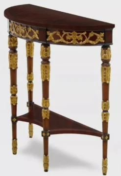 Casa Padrino Luxus Barock Konsole Dunkelbraun / Gold 90 x 35 x H. 86 cm - Handgefertigter Massivholz Konsolentisch - Luxus Wohnzimmer Möbel im Barockstil - Barock Möbel - Barock Einrichtung
