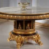 Casa Padrino Luxus Barock Konferenztisch Weiß / Dunkelbraun / Gold - Prunkvoller Massivholz Büro Tisch im Barockstil - Barock Büro Möbel - Edel & Prunkvoll