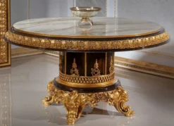 Casa Padrino Luxus Barock Konferenztisch Weiß / Dunkelbraun / Gold - Prunkvoller Massivholz Büro Tisch im Barockstil - Barock Büro Möbel - Edel & Prunkvoll