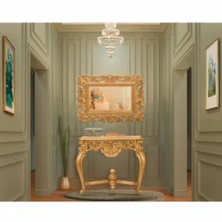 Casa Padrino Luxus Barock Konsole mit Wandspiegel Gold - Prunkvolle Barock Möbel
