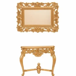 Casa Padrino Luxus Barock Konsole mit Wandspiegel Gold - Prunkvolle Barock Möbel