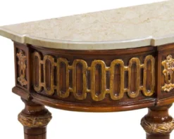 Casa Padrino Luxus Barock Konsole Braun / Gold / Cremefarben - Handgefertigter Massivholz Konsolentisch mit edlen Verzierungen und Marmorplatte - Barock Möbel
