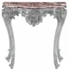 Casa Padrino Luxus Barock Konsole mit Marmorplatte Silber / Rot 93 x H. 88 cm - Made in Italy
