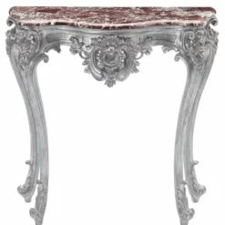 Casa Padrino Luxus Barock Konsole mit Marmorplatte Silber / Rot 93 x H. 88 cm - Made in Italy