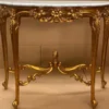 Casa Padrino Luxus Barock Konsole Gold / Weiß - Handgefertigter Massivholz Konsolentisch mit Marmorplatte - Barock Möbel - Luxus Qualität - Made in Italy