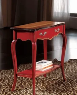 Casa Padrino Luxus Barock Konsole Antik Rot / Braun / Silber - Handgefertigter Konsolentisch mit Schublade - Luxus Wohnzimmer Möbel im Barockstil - Barock Möbel - Luxus Qualität - Made in Italy