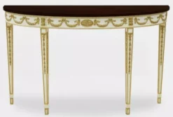 Casa Padrino Luxus Barock Konsole Weiß / Gold / Dunkelbraun - Handgefertigter Massivholz Konsolentisch - Luxus Wohnzimmer Möbel im Barockstil - Barock Möbel - Barock Einrichtung