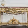 Casa Padrino Luxus Barock Konsole Gold / Rot 200 x 48 x H. 93 cm - Prunkvoller handgeschnitzter Konsolentisch mit Marmorplatte - Hotel Restaurant Schloss Möbel - Luxus Qualität - Made in Italy