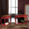 Casa Padrino Luxus Barock Konsole Antik Rot / Braun / Silber - Handgefertigter Konsolentisch mit 2 Schubladen - Luxus Wohnzimmer Möbel im Barockstil - Barock Möbel - Luxus Qualität - Made in Italy