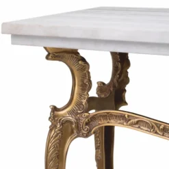Casa Padrino Luxus Barock Konsole mit Marmorplatte Vintage Messing / Weiß 87,5 cm