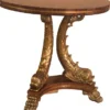 Casa Padrino Luxus Barock Konsole Braun / Gold 92 x 47 x H. 83 cm - Halbrunder Massivholz Konsolentisch mit dekorativen handgeschnitzten Koi Fischen und Löwenfüßen - Edel & Prunkvoll