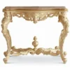 Casa Padrino Luxus Barock Konsole mit Marmorplatte Elfenbein / Gold / Braun 113 cm - Made in Italy