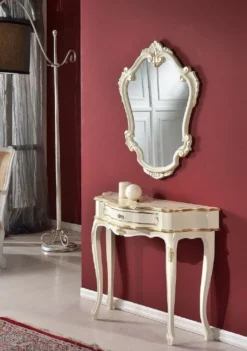 Casa Padrino Luxus Barock Konsole mit Wandspiegel Weiß / Gold - Handgefertigte Massivholz Barock Möbel - Luxus Qualität - Made in Italy