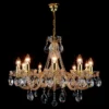 Casa Padrino Luxus Barock Kristall Kronleuchter Gold Ø 66 x H. 53 cm - Prunkvolle Messing Kronleuchter mit böhmischem Kristallglas - Barock Möbel - Edel & Prunkvoll