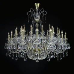 Casa Padrino Luxus Barock Kristall Kronleuchter Gold Ø 140 x H. 120 cm - Prunkvolle Messing Kronleuchter mit böhmischem Kristallglas - Barock Möbel - Edel & Prunkvoll