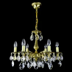 Casa Padrino Luxus Barock Kristall Kronleuchter Gold Ø 54 x H. 40 cm - Prunkvolle Messing Kronleuchter mit böhmischem Kristallglas - Barock Möbel - Edel & Prunkvoll