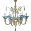 Casa Padrino Luxus Barock Kristallglas Kronleuchter Gold / Blau Ø 75 x H. 90 cm - Made in Italy