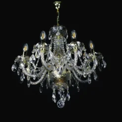 Casa Padrino Luxus Barock Kristall Kronleuchter Gold Ø 55 x H. 57 cm - Prunkvolle Messing Kronleuchter mit böhmischem Kristallglas - Barock Möbel - Edel & Prunkvoll