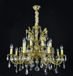 Casa Padrino Luxus Barock Kristall Kronleuchter Gold Ø 78 x H. 65 cm - Prunkvolle Messing Kronleuchter mit böhmischem Kristallglas - Barock Möbel - Edel & Prunkvoll