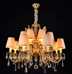 Casa Padrino Luxus Barock Kristall Kronleuchter Gold Ø 78 x H. 65 cm - Prunkvolle Messing Kronleuchter mit böhmischem Kristallglas - Barock Möbel - Edel & Prunkvoll