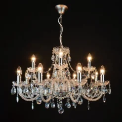 Casa Padrino Luxus Barock Kristall Kronleuchter Silber Ø 66 x H. 60 cm - Prunkvolle Messing Kronleuchter mit böhmischem Kristallglas - Barock Möbel - Edel & Prunkvoll