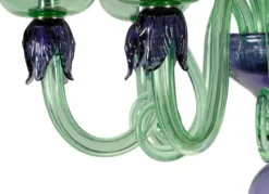Casa Padrino Luxus Barock Kristallglas Kronleuchter Grün / Lila Ø 75 x H. 85 cm - Made in Italy