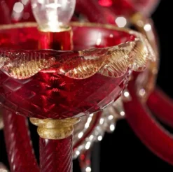 Casa Padrino Luxus Barock Kristallglas Kronleuchter Rot / Gold 100 x 65 x H. 105 cm - Made in Italy