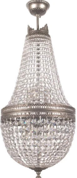 Casa Padrino Luxus Barock Kristall Kronleuchter Silber Ø 40 x H. 95 cm - Runder Wohnzimmer Kronleuchter im Barockstil - Edel & Prunkvoll