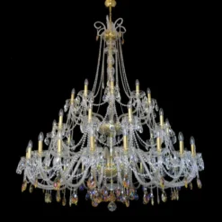 Casa Padrino Luxus Barock Kristall Kronleuchter Gold Ø 160 x H. 200 cm - Prunkvolle Messing Kronleuchter mit böhmischem Kristallglas - Barock Möbel - Edel & Prunkvoll