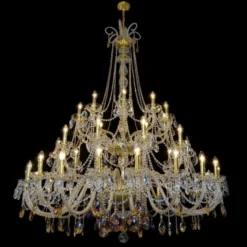 Casa Padrino Luxus Barock Kristall Kronleuchter Gold Ø 160 x H. 200 cm - Prunkvolle Messing Kronleuchter mit böhmischem Kristallglas - Barock Möbel - Edel & Prunkvoll